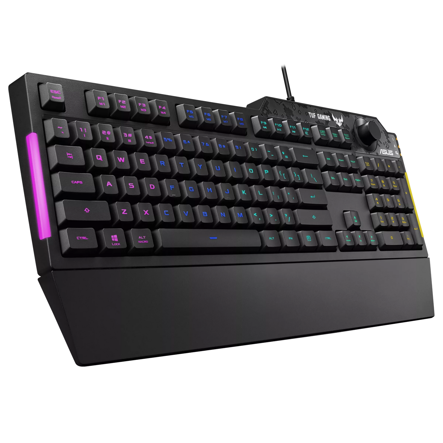 ASUS TUF Gaming K1 RGB keyboard with dedicated volume knob, spill-resistance, side light bar and Armoury Crate