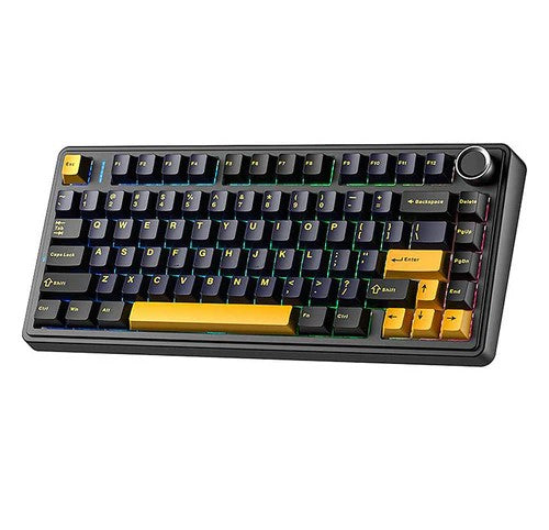 AULA F75 RGB Hot-Swap Mechanical Gaming Keyboard (Gray Wood Switch) (Black/Dark Blue/Orange, Blue/White/Dark Blue)