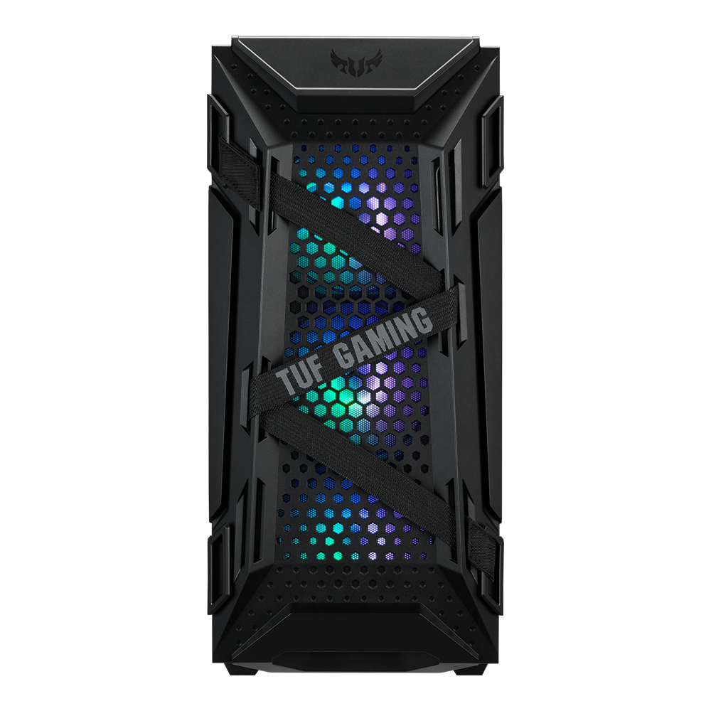 ASUS TUF Gaming GT301 ATX mid-tower compact case with tempered glass side panel, honeycomb front panel, 120mm AURA Addressable RGB fan, headphone hanger and 360mm radiator support