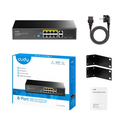 Cudy 8-Port Gigabit PoE+ Switch with 2 Gigabit Uplink ports and 2 Gigabit SFP slot 120W
