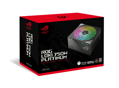 ASUS ROG Loki 750W Platinum. ROG Heatsinks, Axial-tech Fan Design, Dual Ball Fan Bearings, 0dB Technology, Lambda A+ Certification