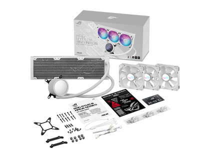 ASUS ROG RYUO III 360 ARGB WHITE EDITION, 8th gen Asetek pump,ROG FAN MODEL 12 ARGB, Anime Matrix LED