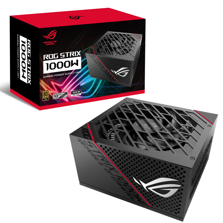 ASUS ROG Strix 1000W Gold PSU, OG Heatsinks, Axial-tech Fan Design, Dual Ball Fan Bearings, dB Technology