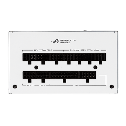 ASUS ROG Strix 850W White Edition PSU, ROG Heatsinks, Axial-tech, Fan Design, Dual Ball Fan Bearings, 0dB Technology