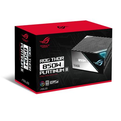 ASUS ROG THOR 850W Platinum II,80Plus Platinum, MB 24/20-pin x 1 CPU 4+4-pin x 2 PCI-E 16-pin x 1 PCI-E 6+2-pin x 3 SATA x 10 PERIPHERAL x 6