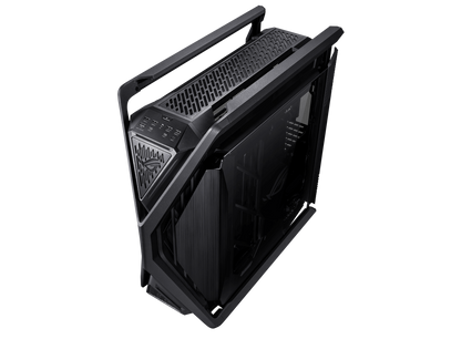 ASUS ROG Hyperion GR701 E-ATX computer case, 420 mm dual radiator support, four 140 mm fans, metal GPU holder, component storage, ARGB fan hub, 60W fast charging