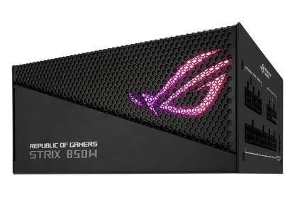 ASUS ROG Strix 850W Gold Aura Edition, Aluminum Case, OG Heatsinks, Axial-tech Fan Design, Dual Ball Fan Bearings, dB Technology