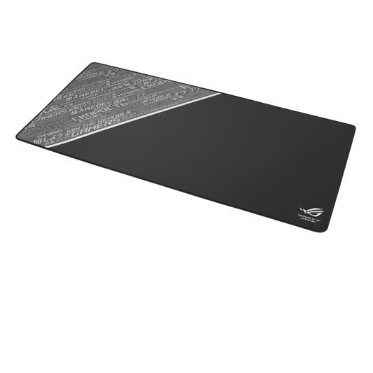 ASUS ROG Sheath BLK LTD with extra-large, gaming-optimized cloth surface, anti-fraying stitched frame, and non-slip rubber base
