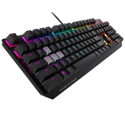 ASUS ROG Strix Scope RGB wired mechanical gaming keyboard with Cherry MX switches, aluminum frame, Aura Sync lighting and additional silver WASD for FPS games(MX)(BLUE)