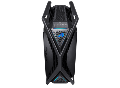 ASUS ROG Hyperion GR701 E-ATX computer case, 420 mm dual radiator support, four 140 mm fans, metal GPU holder, component storage, ARGB fan hub, 60W fast charging