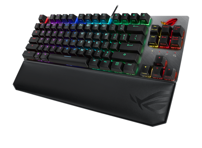 ASUS ROG Strix Scope NX TKL Deluxe wired mechanical RGB gaming keyboard for FPS games, with ROG NX switches, aluminum frame, and Aura Sync lighting