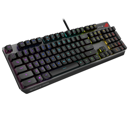 ASUS ROG Strix Scope RX optical RGB gaming keyboard for FPS gamers, with ROG RX Optical Mechanical Switches, all-round Aura Sync RGB illumination, IP56 water and dust resistance, USB 2.0 passthrough, and alloy top plate