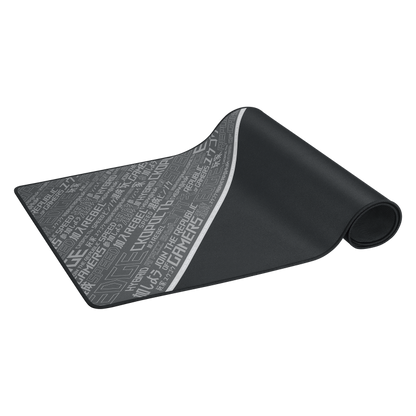 ASUS ROG Sheath BLK LTD with extra-large, gaming-optimized cloth surface, anti-fraying stitched frame, and non-slip rubber base