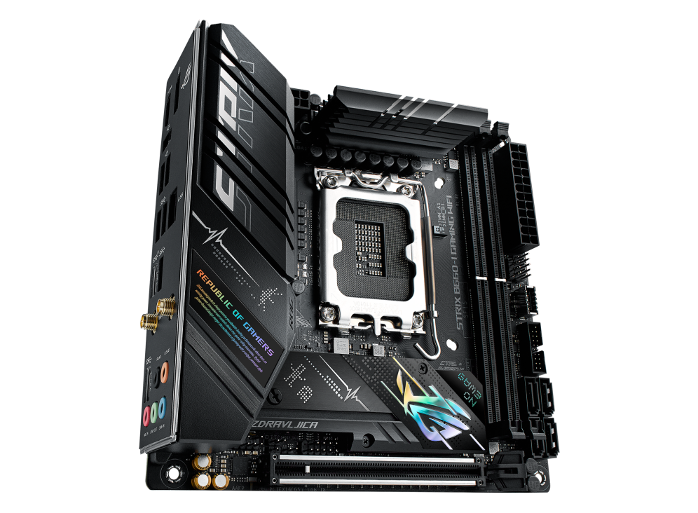 ASUS ROG STRIX B660-I GAMING WIFI,Intel® LGA 1700 socket: Ready for 13th Gen Intel® Core™ Processors and 12th Gen Intel® Core™, Pentium® Gold, and Celeron® Processors, Optimal Power Solution