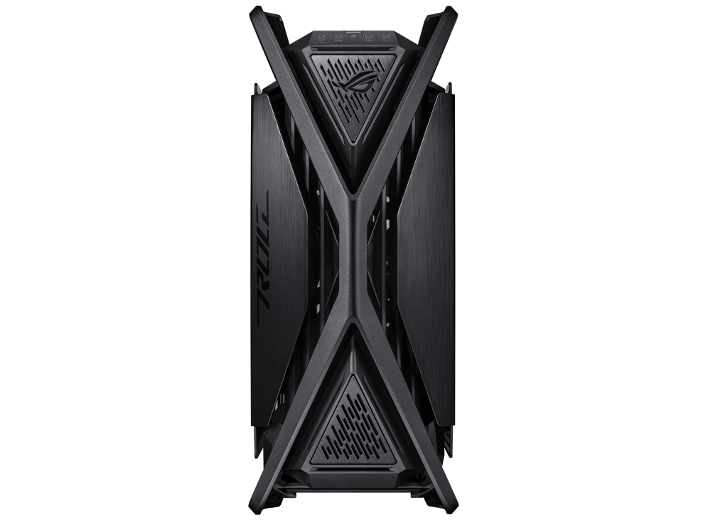 ASUS ROG Hyperion GR701 E-ATX computer case, 420 mm dual radiator support, four 140 mm fans, metal GPU holder, component storage, ARGB fan hub, 60W fast charging