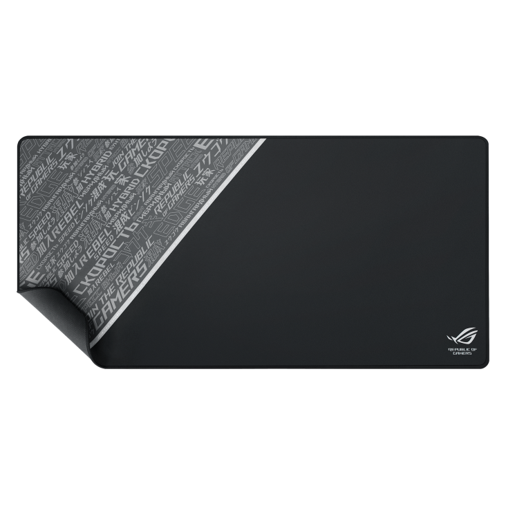 ASUS ROG Sheath BLK LTD with extra-large, gaming-optimized cloth surface, anti-fraying stitched frame, and non-slip rubber base