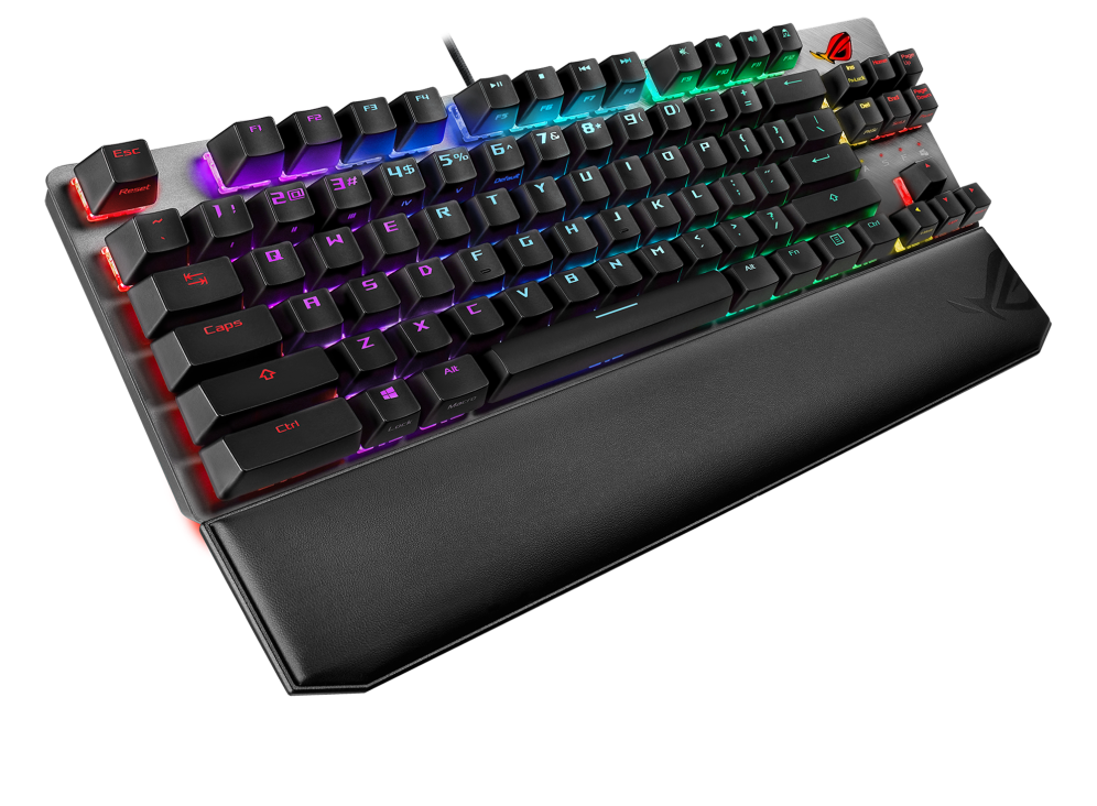 ASUS ROG Strix Scope NX TKL Deluxe wired mechanical RGB gaming keyboard for FPS games, with ROG NX switches, aluminum frame, and Aura Sync lighting