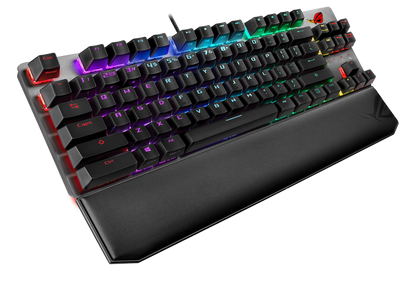 ASUS ROG Strix Scope NX TKL Deluxe wired mechanical RGB gaming keyboard for FPS games, with ROG NX switches, aluminum frame, and Aura Sync lighting