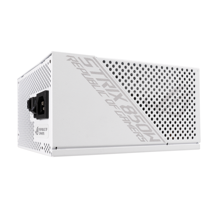 ASUS ROG Strix 850W White Edition PSU, ROG Heatsinks, Axial-tech, Fan Design, Dual Ball Fan Bearings, 0dB Technology