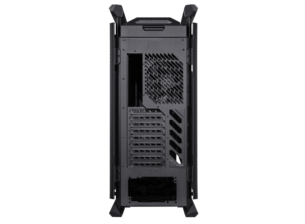 ASUS ROG Hyperion GR701 E-ATX computer case, 420 mm dual radiator support, four 140 mm fans, metal GPU holder, component storage, ARGB fan hub, 60W fast charging