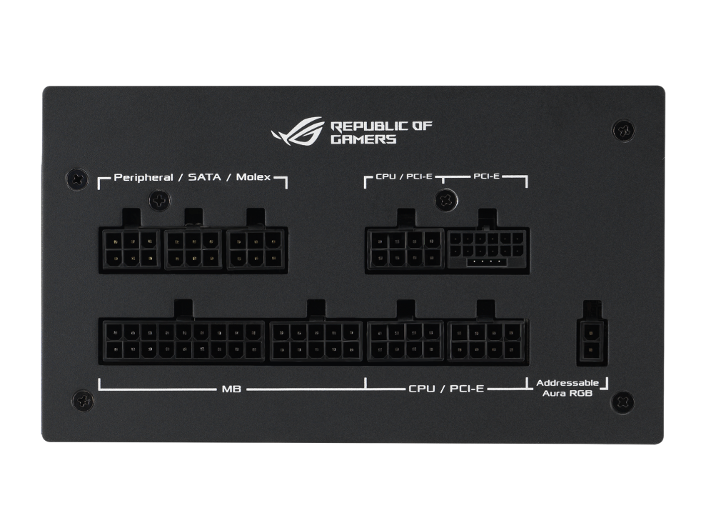 ASUS ROG Strix 850W Gold Aura Edition, Aluminum Case, OG Heatsinks, Axial-tech Fan Design, Dual Ball Fan Bearings, dB Technology