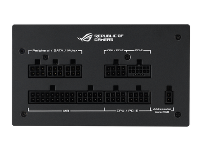 ASUS ROG Strix 850W Gold Aura Edition, Aluminum Case, OG Heatsinks, Axial-tech Fan Design, Dual Ball Fan Bearings, dB Technology