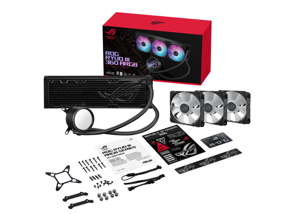 ASUS ROG RYUO III 360 ARGB, 8th gen Asetek pump,ROG FAN MODEL 12 ARGB, Anime Matrix LED