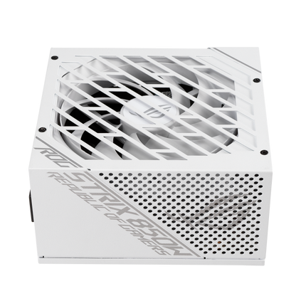 ASUS ROG Strix 850W White Edition PSU, ROG Heatsinks, Axial-tech, Fan Design, Dual Ball Fan Bearings, 0dB Technology