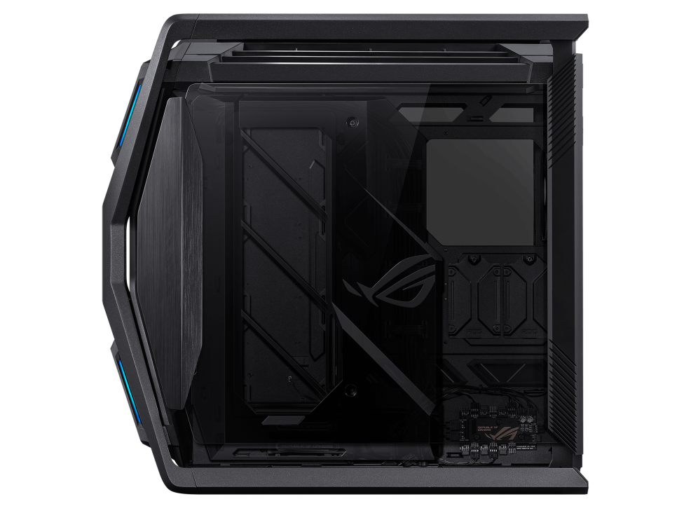 ASUS ROG Hyperion GR701 E-ATX computer case, 420 mm dual radiator support, four 140 mm fans, metal GPU holder, component storage, ARGB fan hub, 60W fast charging