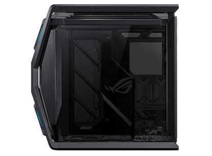 ASUS ROG Hyperion GR701 E-ATX computer case, 420 mm dual radiator support, four 140 mm fans, metal GPU holder, component storage, ARGB fan hub, 60W fast charging