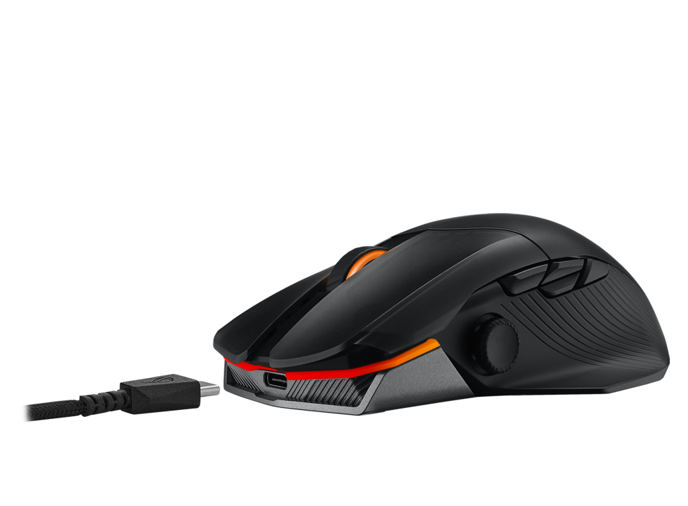 ASUS ROG Chakram X wireless RGB gaming mouse with next-gen 36,000 dpi ROG AimPoint optical sensor, 8000 Hz polling rate, low-latency tri-mode connectivity