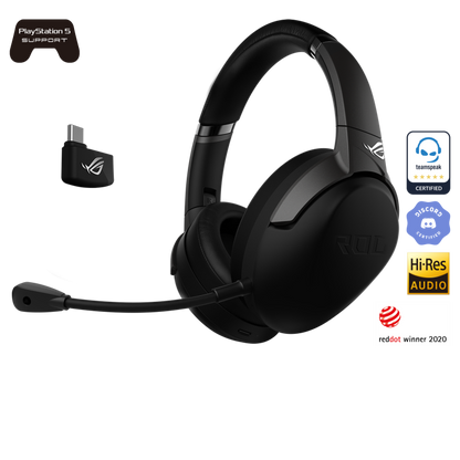 ASUS ROG Strix Go 2.4 USB-C 2.4 GHz wireless gaming headset with AI noise-cancelling microphone and low-latency performance for compatibility with PC, Mac, Nintendo Switch, smart devices and PS4