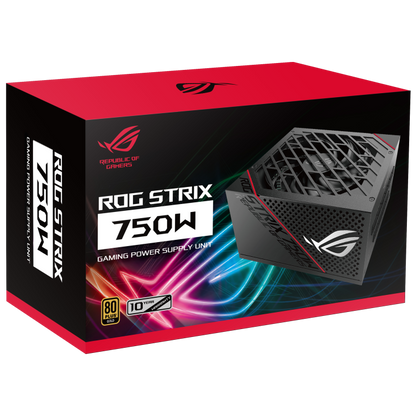 ASUS ROG Strix 750W Gold PSU, ROG Heatsinks , Axial-tech, Fan Design, Dual Ball Fan Bearings, 0dB Technology