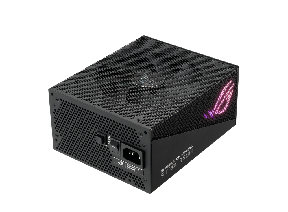 ASUS ROG Strix 850W Gold Aura Edition, Aluminum Case, OG Heatsinks, Axial-tech Fan Design, Dual Ball Fan Bearings, dB Technology