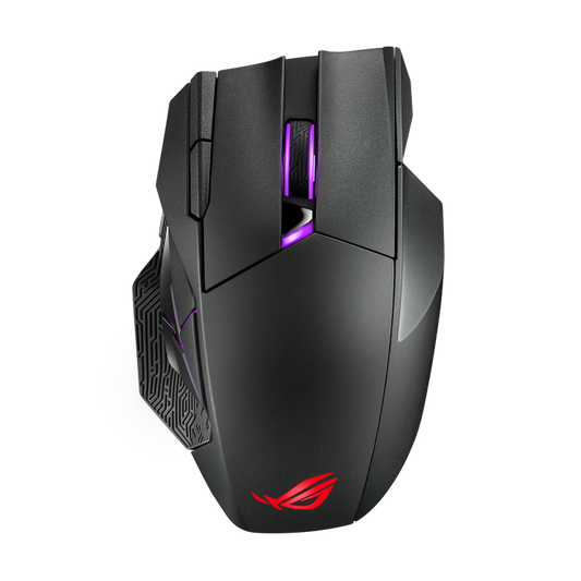 ASUS ROG Spatha X Wireless gaming mouse with dual-mode connectivity (wired/2.4 GHz) with magnetic charging stand, 12 programmable buttons, OG Paracord and Aura Sync RGB lighting