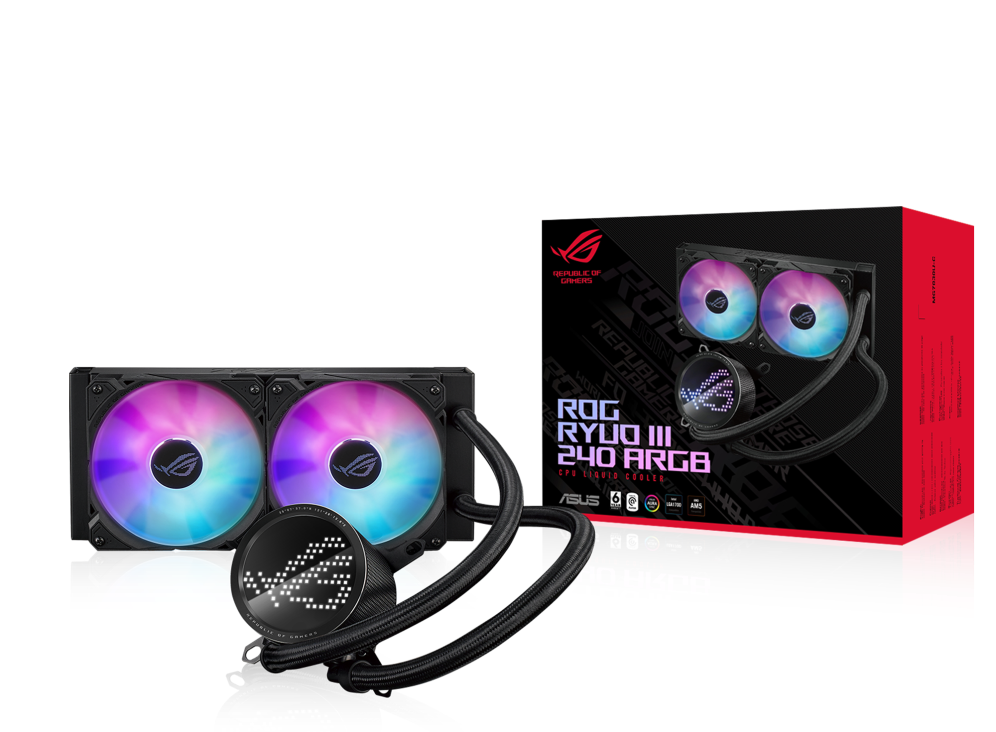 ASUS ROG RYUO III 240 ARGB, with Asetek 8th gen pump solution, Anime Matrix™ LED Display and ROG ARGB cooling fans