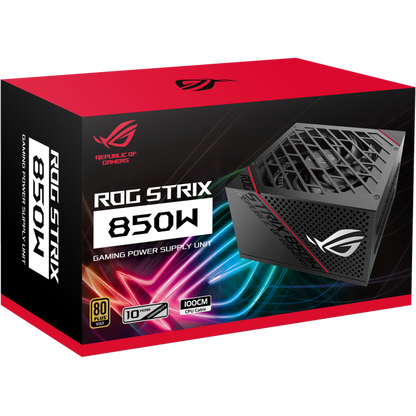 ASUS ROG Strix 850W Edition PSU, ROG Heatsinks, Axial-tech, Fan Design, Dual Ball Fan Bearings, 0dB Technology