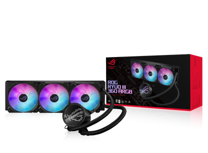 ASUS ROG RYUO III 360 ARGB, 8th gen Asetek pump,ROG FAN MODEL 12 ARGB, Anime Matrix LED