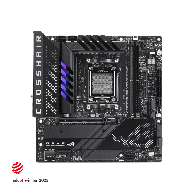 ASUS ROG Crosshair X670E Gene AMD Socket AM5 for AMD Ryzen™ 7000 Series Desktop Processors*, DDR5 Memory, PCIe. 5.0,ROG GEN-Z.2