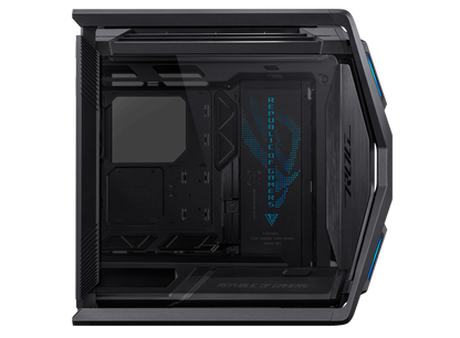 ASUS ROG Hyperion GR701 E-ATX computer case, 420 mm dual radiator support, four 140 mm fans, metal GPU holder, component storage, ARGB fan hub, 60W fast charging