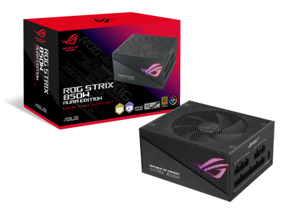 ASUS ROG Strix 850W Gold Aura Edition, Aluminum Case, OG Heatsinks, Axial-tech Fan Design, Dual Ball Fan Bearings, dB Technology