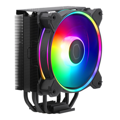 Cooler Master HYPER 212 HALO BLACK MF120 Halo² Fan, Dual Loop ARGB, Aluminum Top Cover, 4 Copper Heat Pipes, 154mm (H) for AMD Ryzen AM5/AM4, Intel LGA1700/1200 (RR-S4KK-20PA-R1)