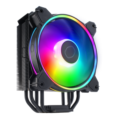 Cooler Master HYPER 212 HALO BLACK MF120 Halo² Fan, Dual Loop ARGB, Aluminum Top Cover, 4 Copper Heat Pipes, 154mm (H) for AMD Ryzen AM5/AM4, Intel LGA1700/1200 (RR-S4KK-20PA-R1)