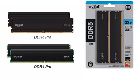 Crucial Pro  32GB Kit (16GBx2) DDR5-5600 MHz CL46 Intel XMP 3.0 & AMD Expo Support (CP2K16G56C46U5)