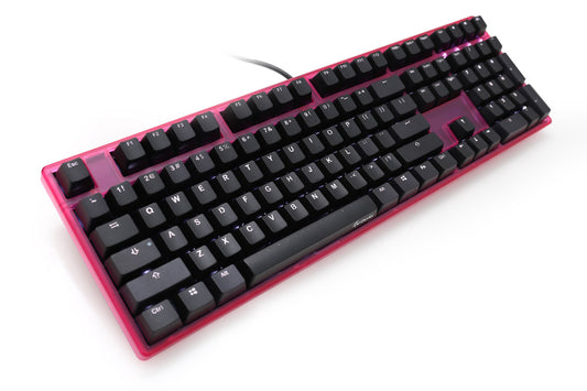 DUCKY One Pink Transulcent Case White LED Double Shot ABS Mechanical Keyboard  Cherry MX Blue (DKON1508S-CUSADAPW2)