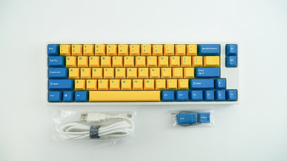 Leopold FC660M Yellow/Blue PD White Case 65% Double Shot PBT Mechanical Keyboard