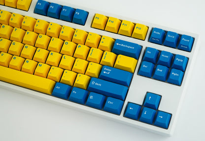 Leopold FC750R Yellow/Blue PD White Case TKL Double Shot PBT Mechanical Keyboard