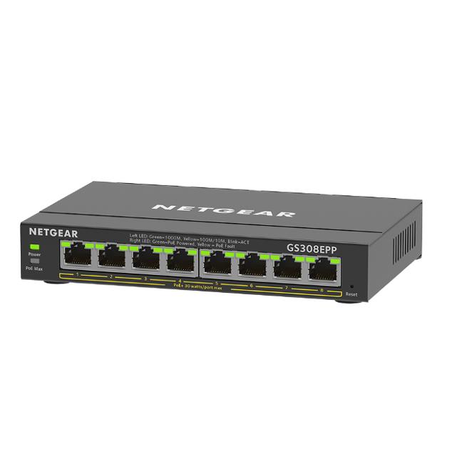 NETGEAR 8-Port PoE+ Gigabit Ethernet Plus Switch 123W (GS308EPP-100NAS1)