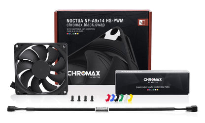 NOCTUA NF-A9x14 PWM CHROMAX.BLACK.SWAP 120mm FAN w/ 6 Anti-Vibration Pads