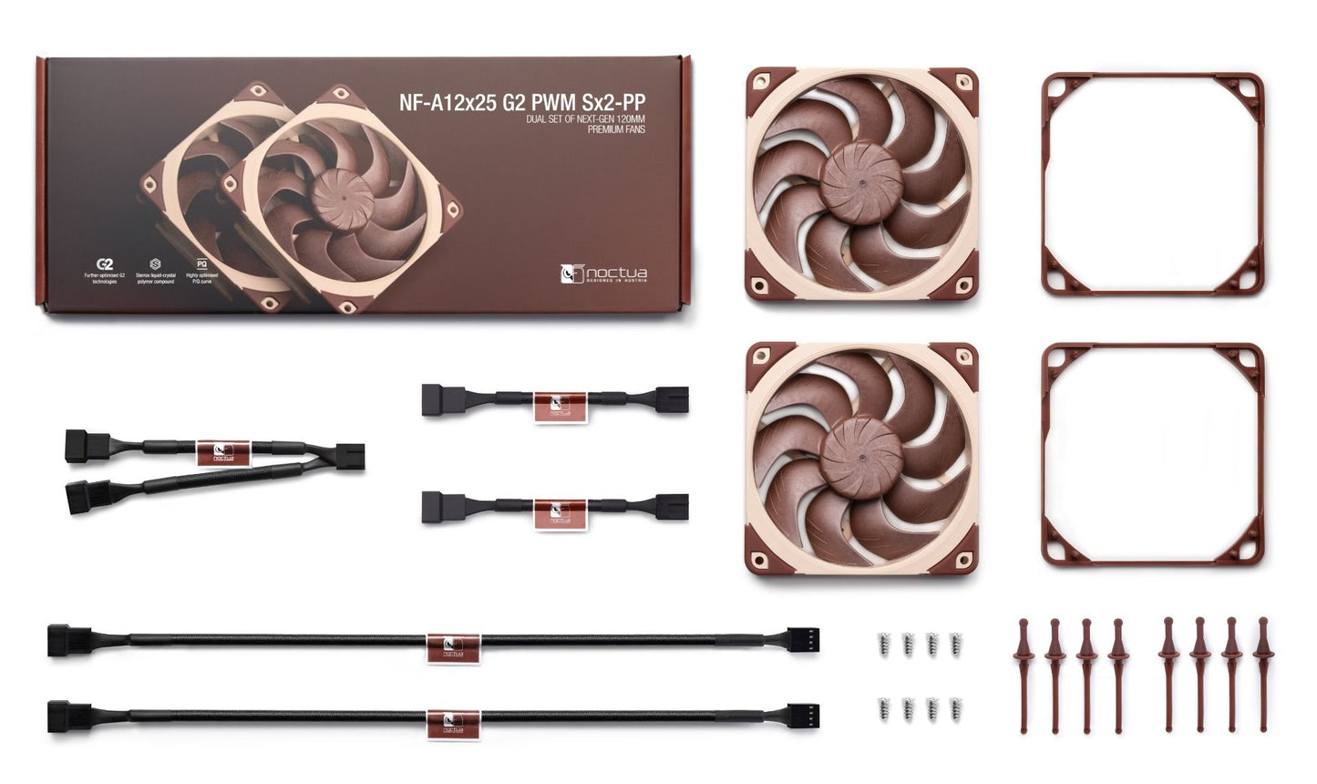 NOCTUA NF-A12x25 G2 PWM SX2-PP 120mm FANS 2-Pack